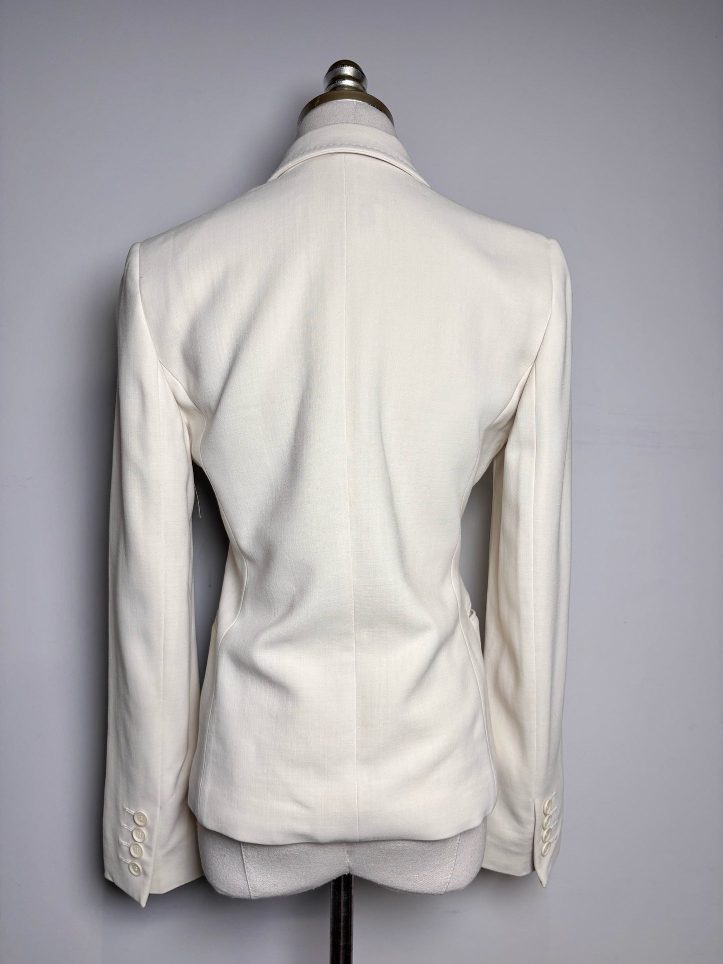 Women Size 6 Max Mara Cream Solid Wool Blend Women's Pre-owned Blazer