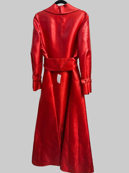 Women Size 8 Edition Georges Chakra Couture Long Red Trench Coat/Dress Coat
