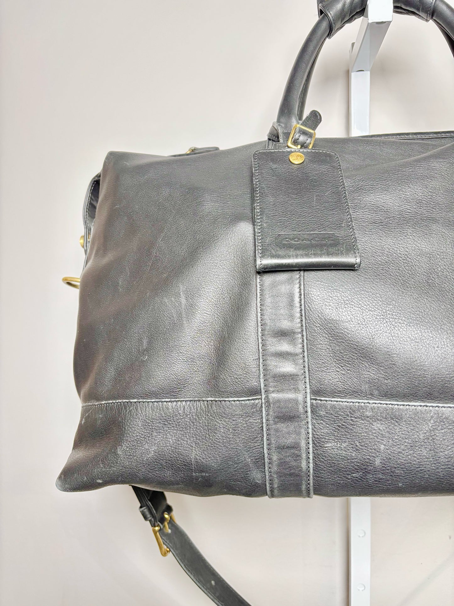 Coach Black Leather Solid Men's Duffle/Weekend Bag