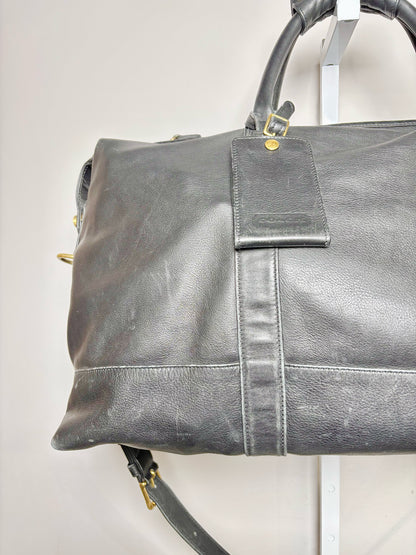 Coach Black Leather Solid Men's Duffle/Weekend Bag