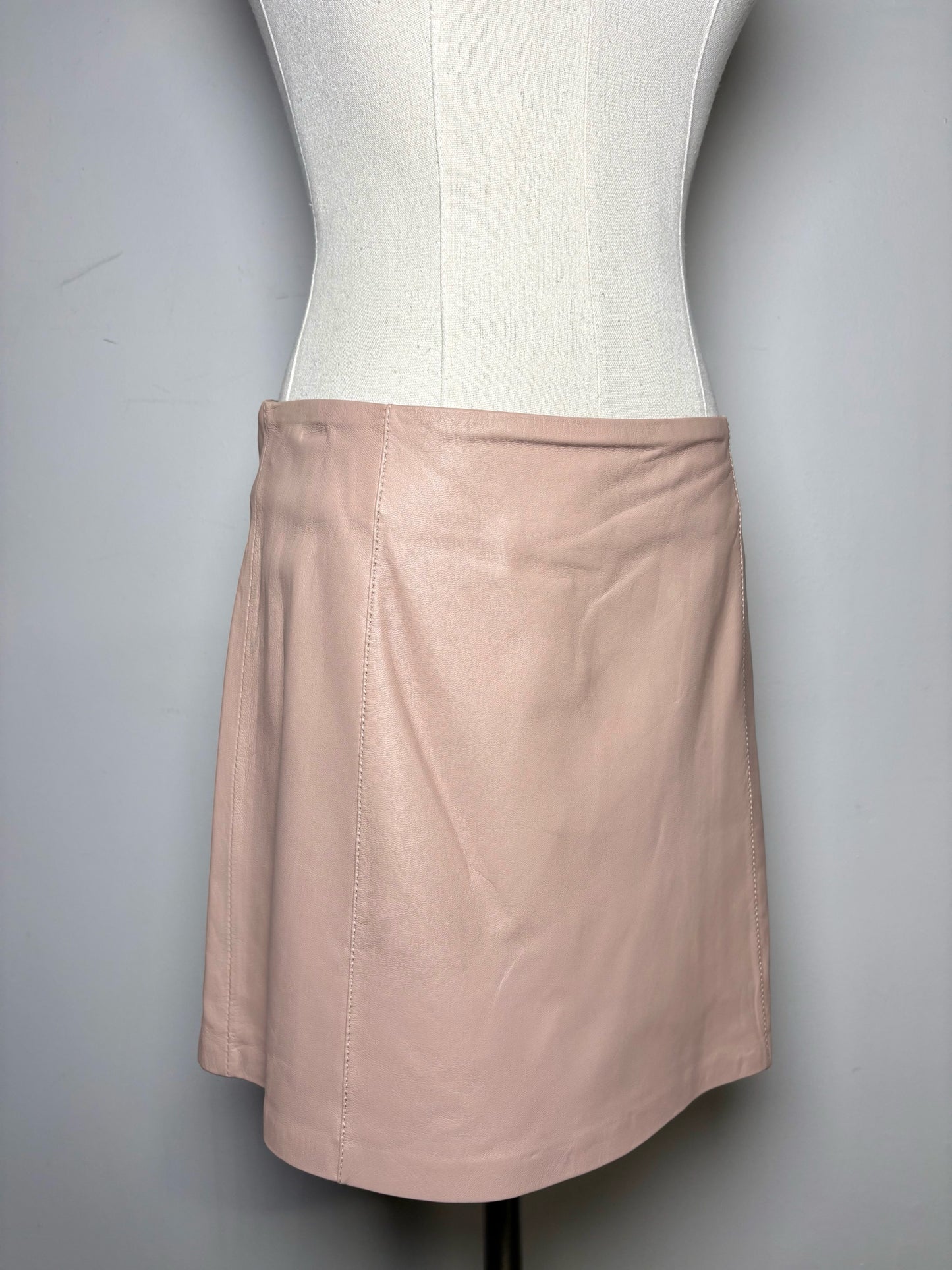 Women Size S Alexander Wang Dusty Pink Solid Leather Pre-owned Skirt