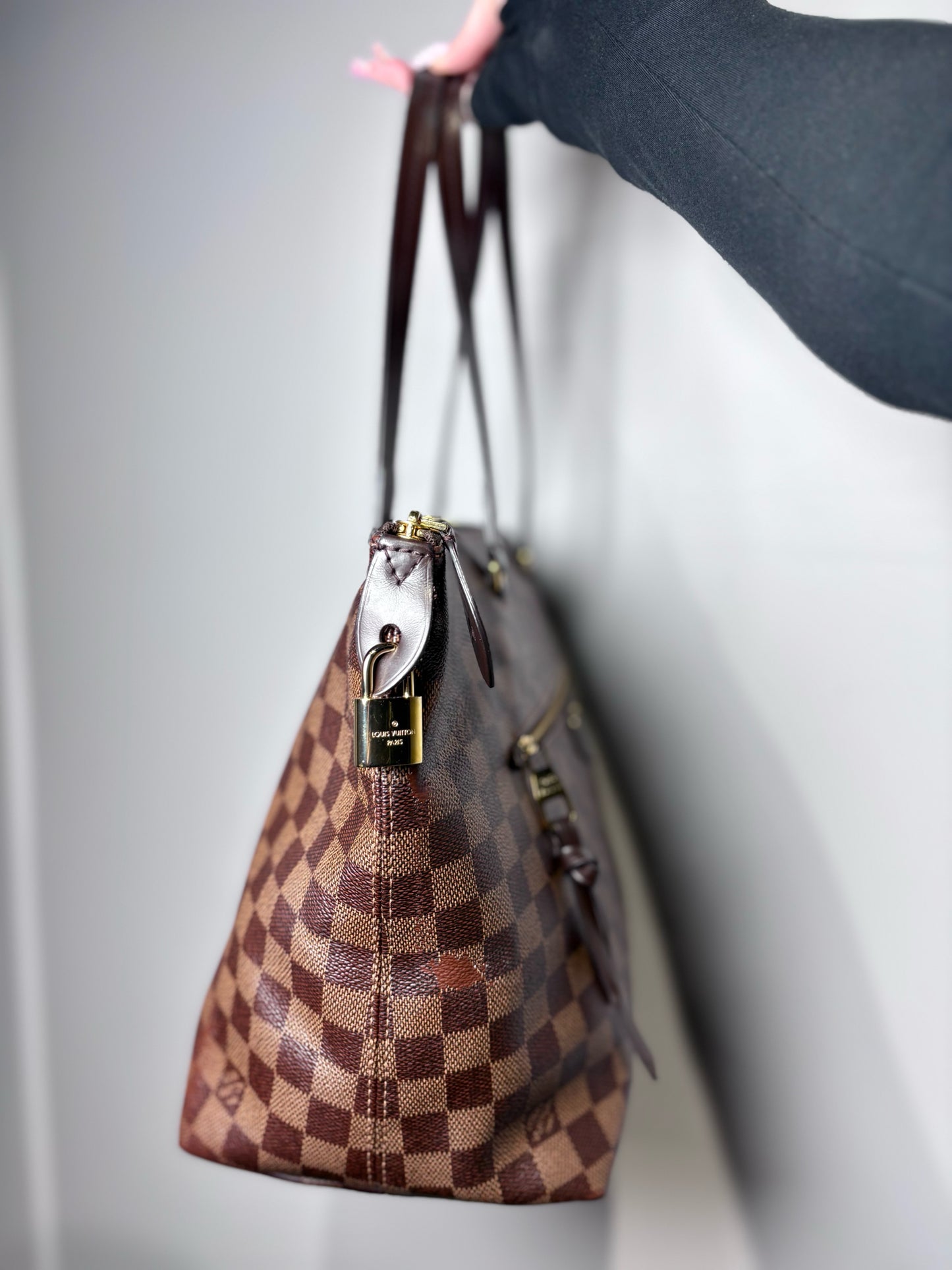 Coated Canvas Louis Vuitton Damier Ebene Pre-owned Brown Medium Purse