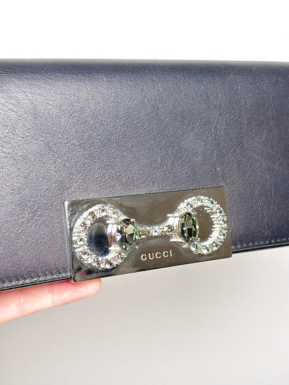 Gucci Solid Leather Black Cowhide Clutch Purse