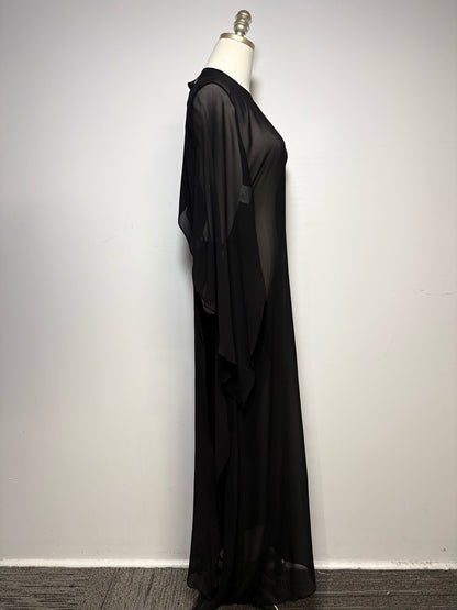 Women Size 40 Maison Margiela Black Sheer Pure Silk Vintage Pre-owned Dress