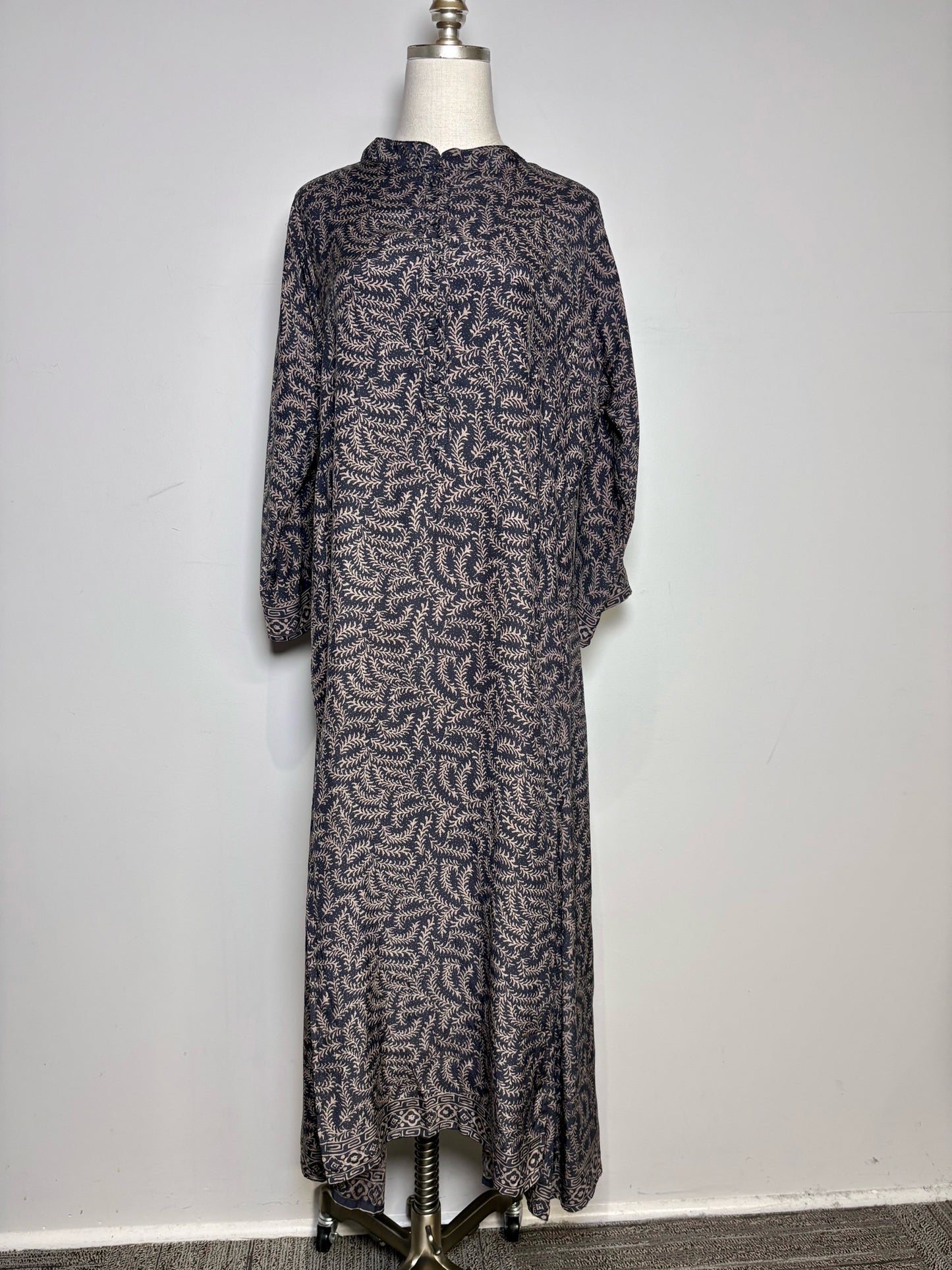 Women Size S Natalie Martin Black & Brown Foliage 100% Silk Women's Dress