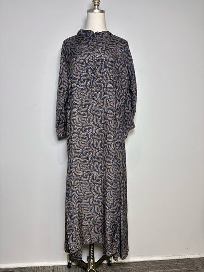 Women Size S Natalie Martin Black & Brown Foliage 100% Silk Women's Dress
