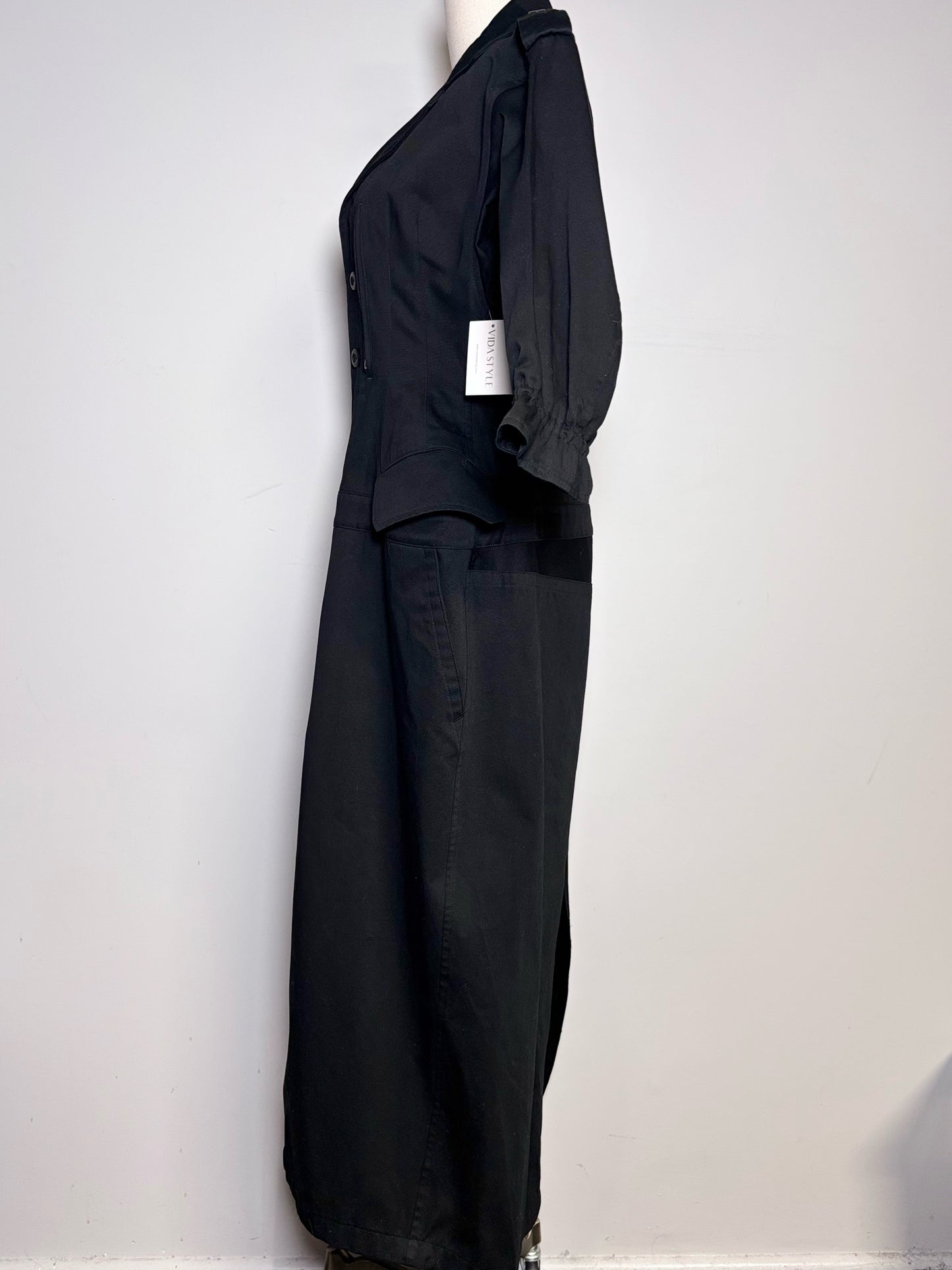 Women Size S (Estimate) Yohji Yamamoto Black Vintage Midi Dress Pre-owned