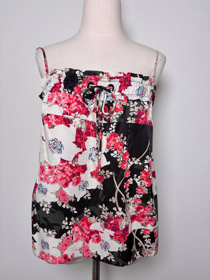 Women Size XS Rag & Bone Black, Red, Cream Floral Cotton, Cupro Shirt