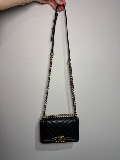 Chanel Small Boy Bag Quilted Calfskin, Ruthenium Black Pre-owned Purse
