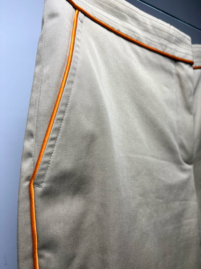 Women Size 4 Burberry Khaki w/Orange Piping Cotton w/Stretch Pre-owned Pants
