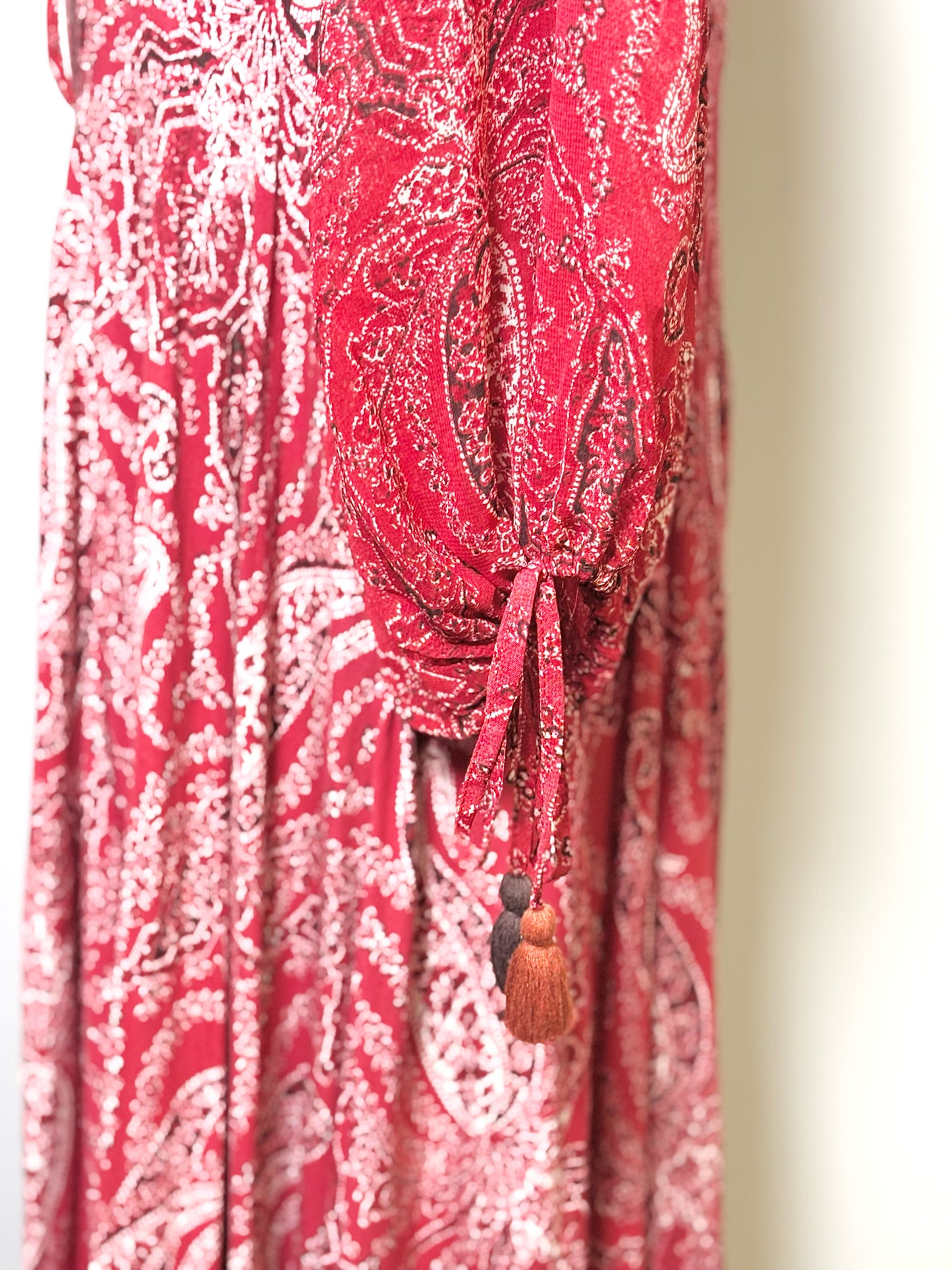 Women Size 4 Free People Red, Black, White Paisley Maxi Mirage Dress