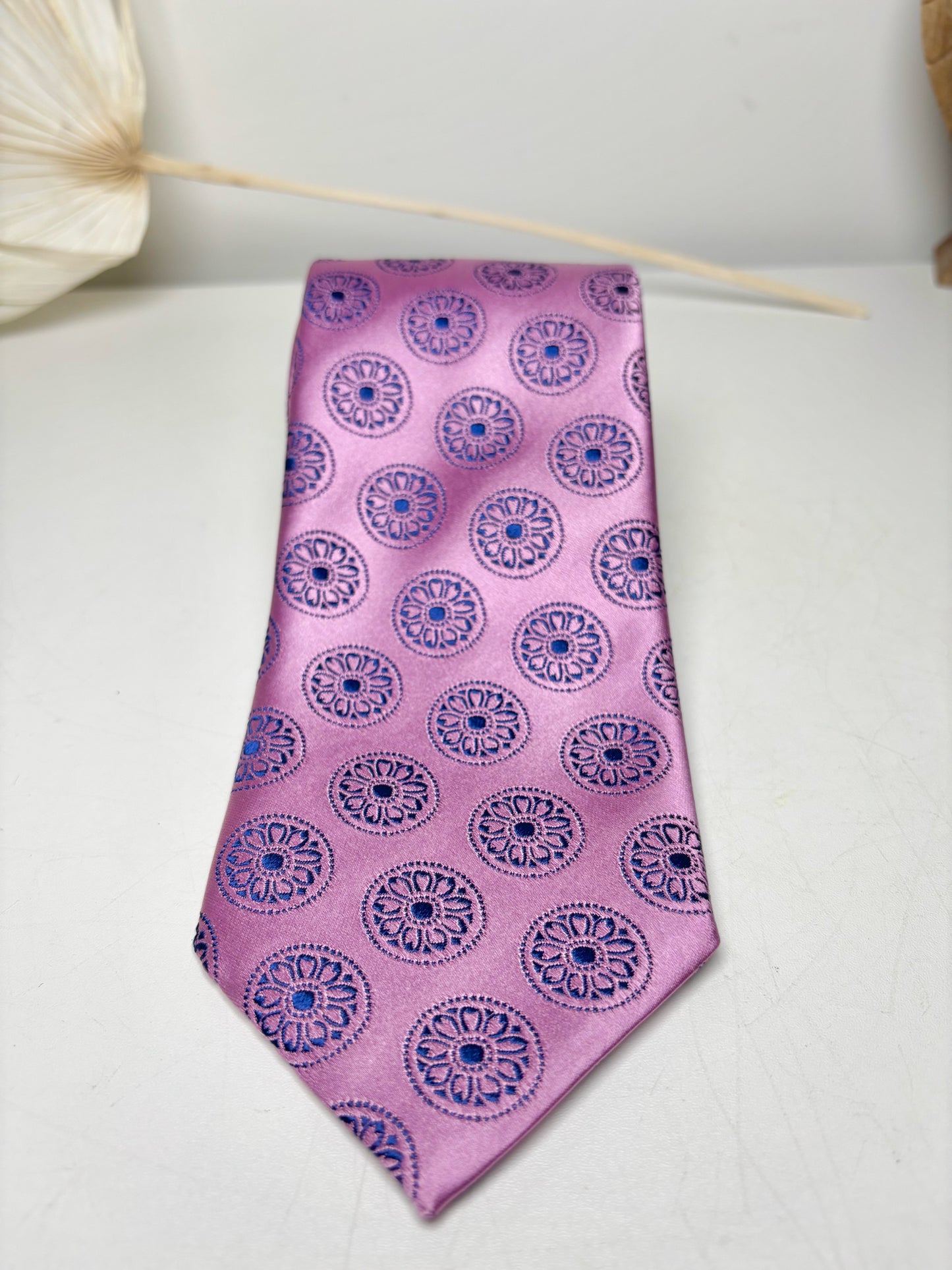 Charvet Pink, Blue Silk Embroidered Men's Tie