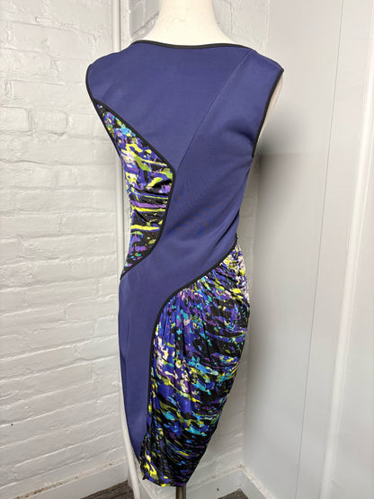 Women Size XS BCBG Max Azria Purple, green, blue Print Polyester Dress