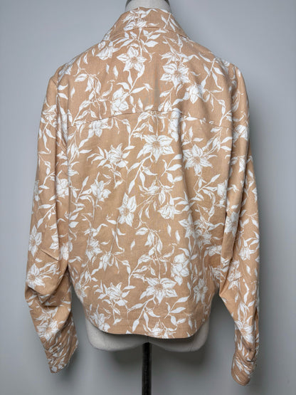Women Size S Rag & Bone Tan Floral Linen Blend Jacket