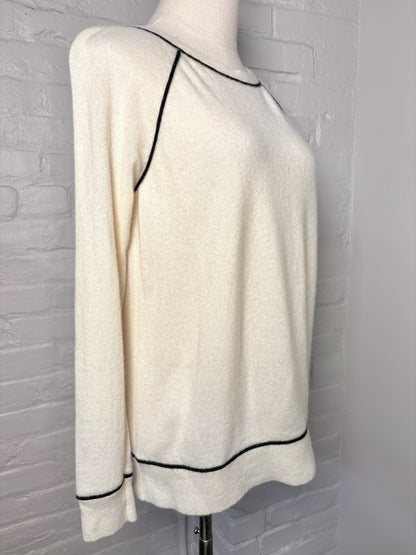 Women Size M Splendid Cream Solid Cashmere Sweater