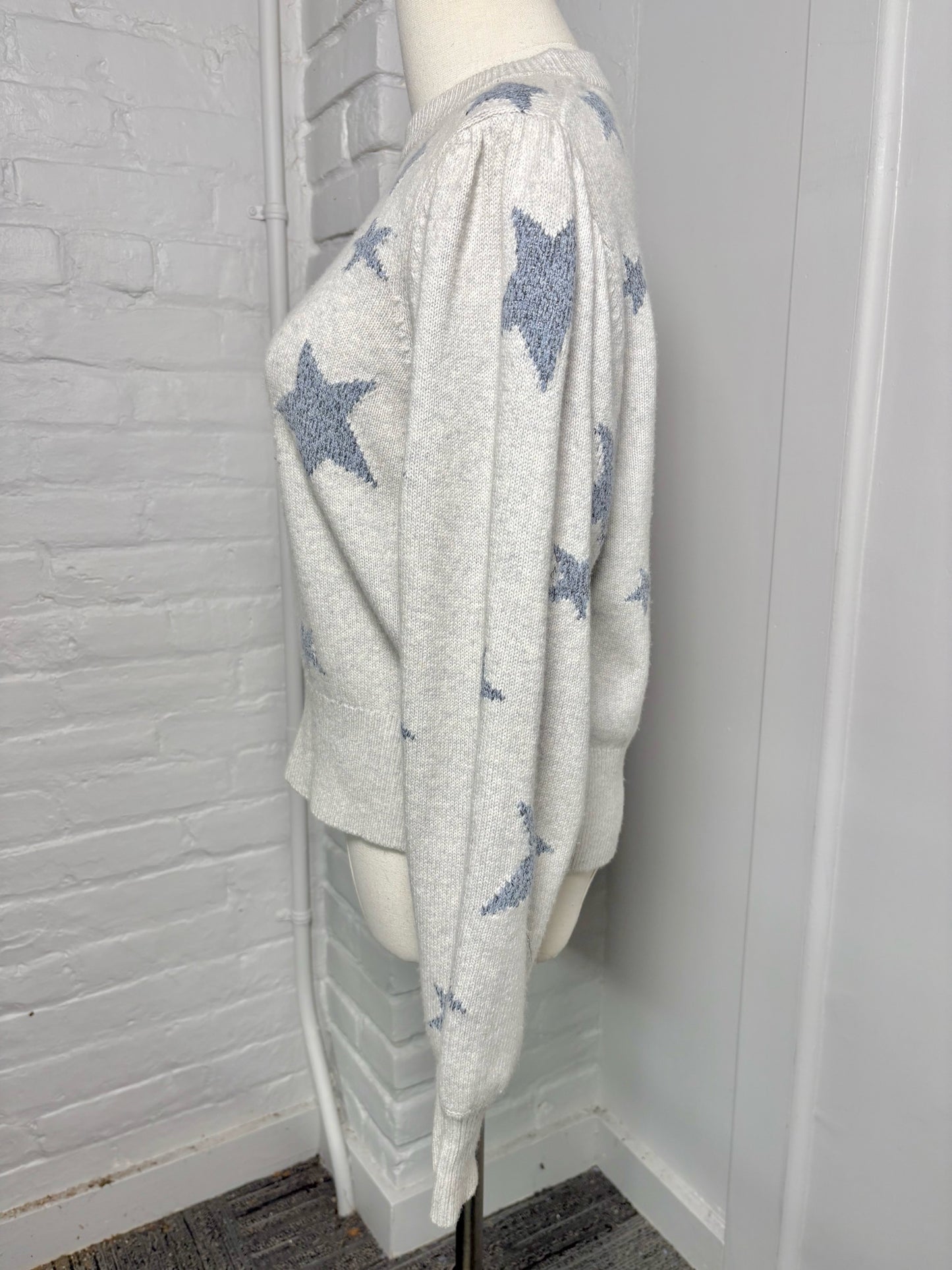 Women Size S Rebecca Taylor Gray Stars Wool Blend Sweater