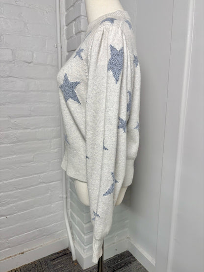 Women Size S Rebecca Taylor Gray Stars Wool Blend Sweater