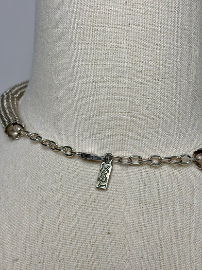 Yves Saint Laurent Sterling Silver Serpentine Chain, Ball Vintage Pre-owned Necklace