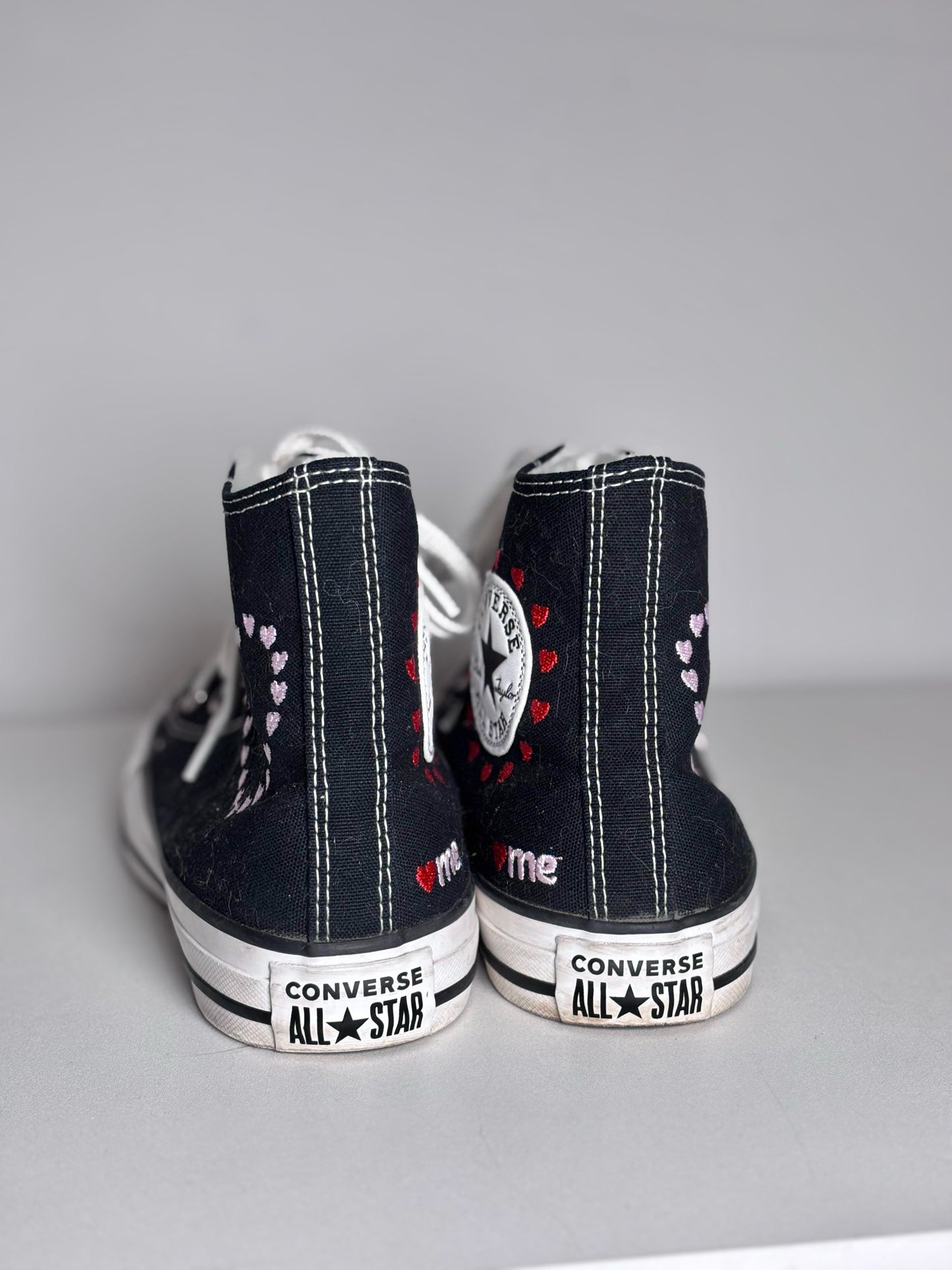 W Shoe Size 8 Converse Crafted With Love Black, Red Hearts Pre-owned Sneakers