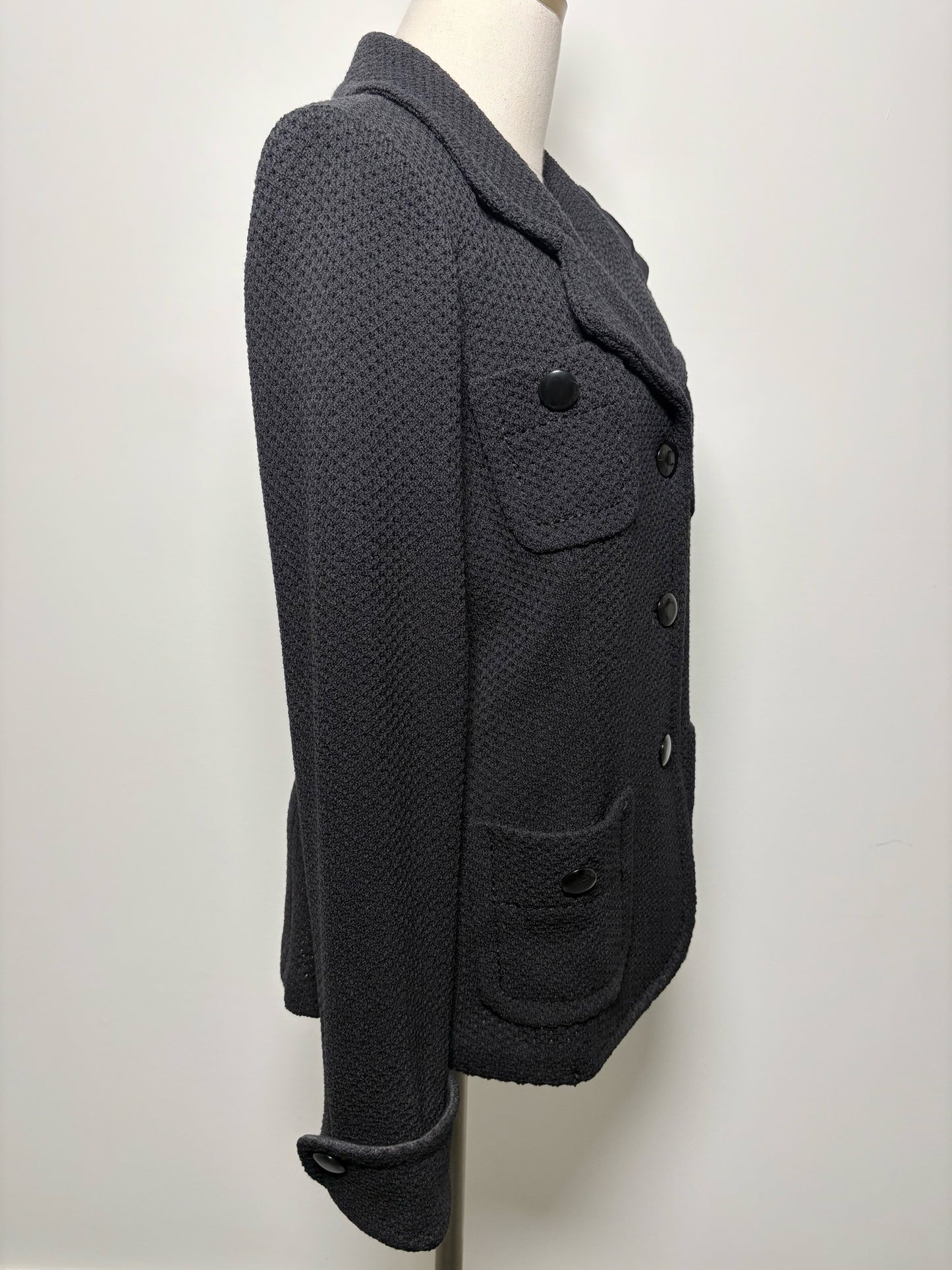 Women Size 6 St. John Caviar Black Solid Wool Blend Jacket