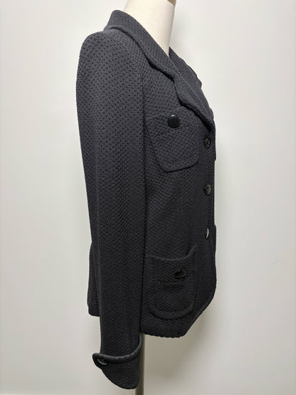 Women Size 6 St. John Caviar Black Solid Wool Blend Jacket