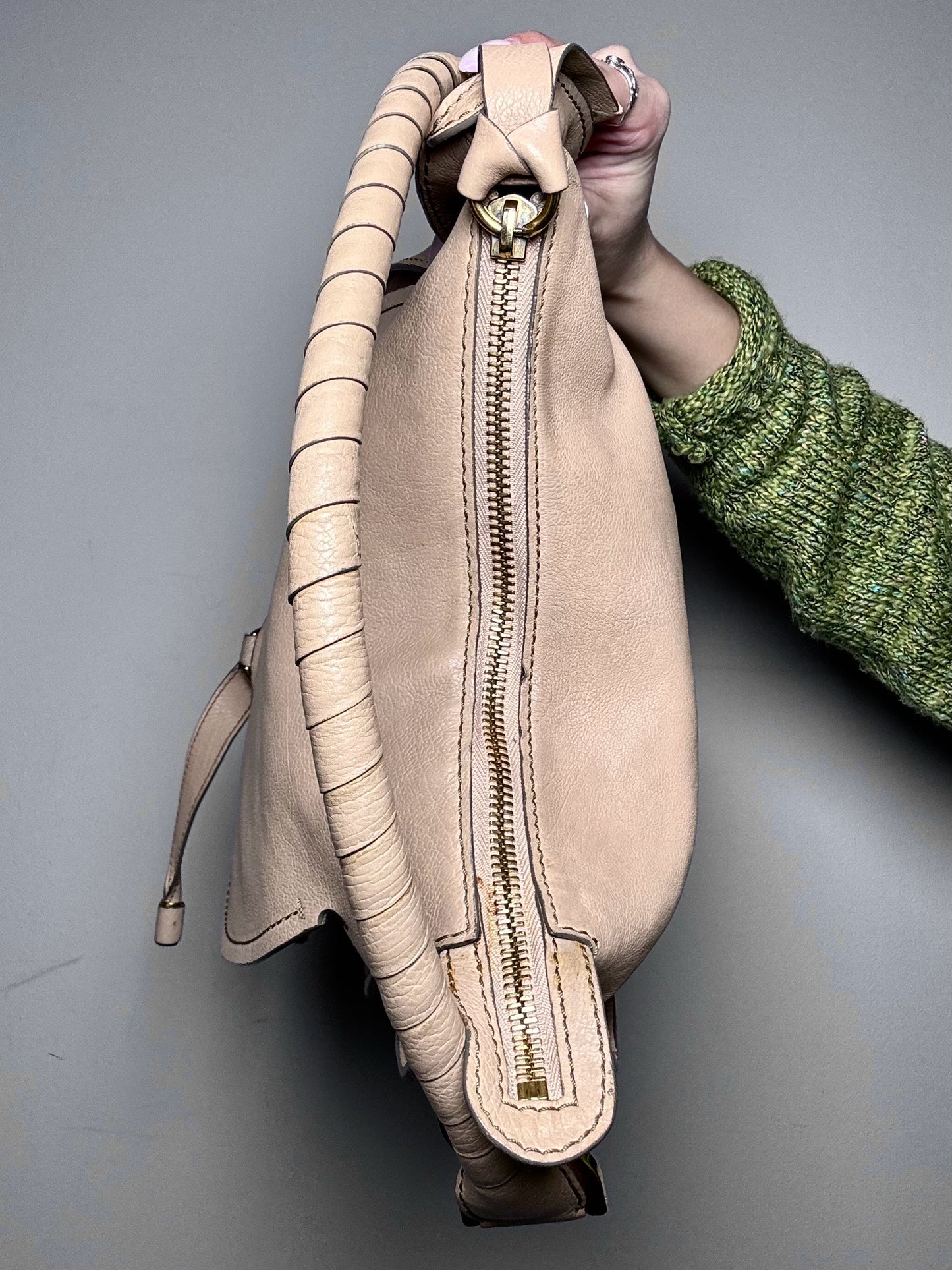 Leather Chloe Marcie Beige Shoulder Hobo Bag | Pre-owned