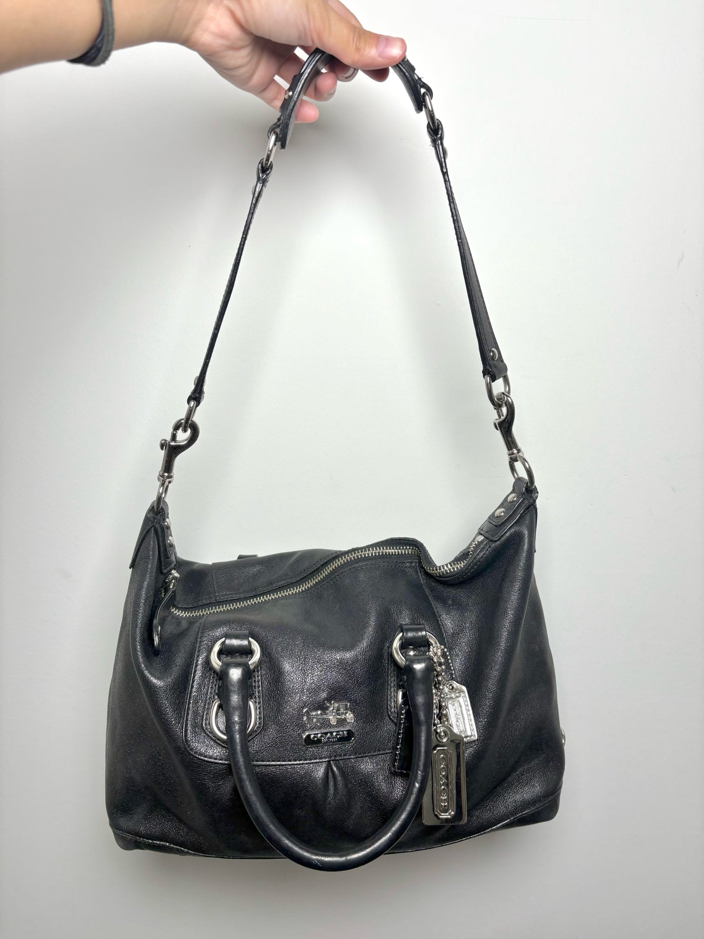 Coach Leather Black Cowhide Madison Sabrina Satchel Y2K Purse