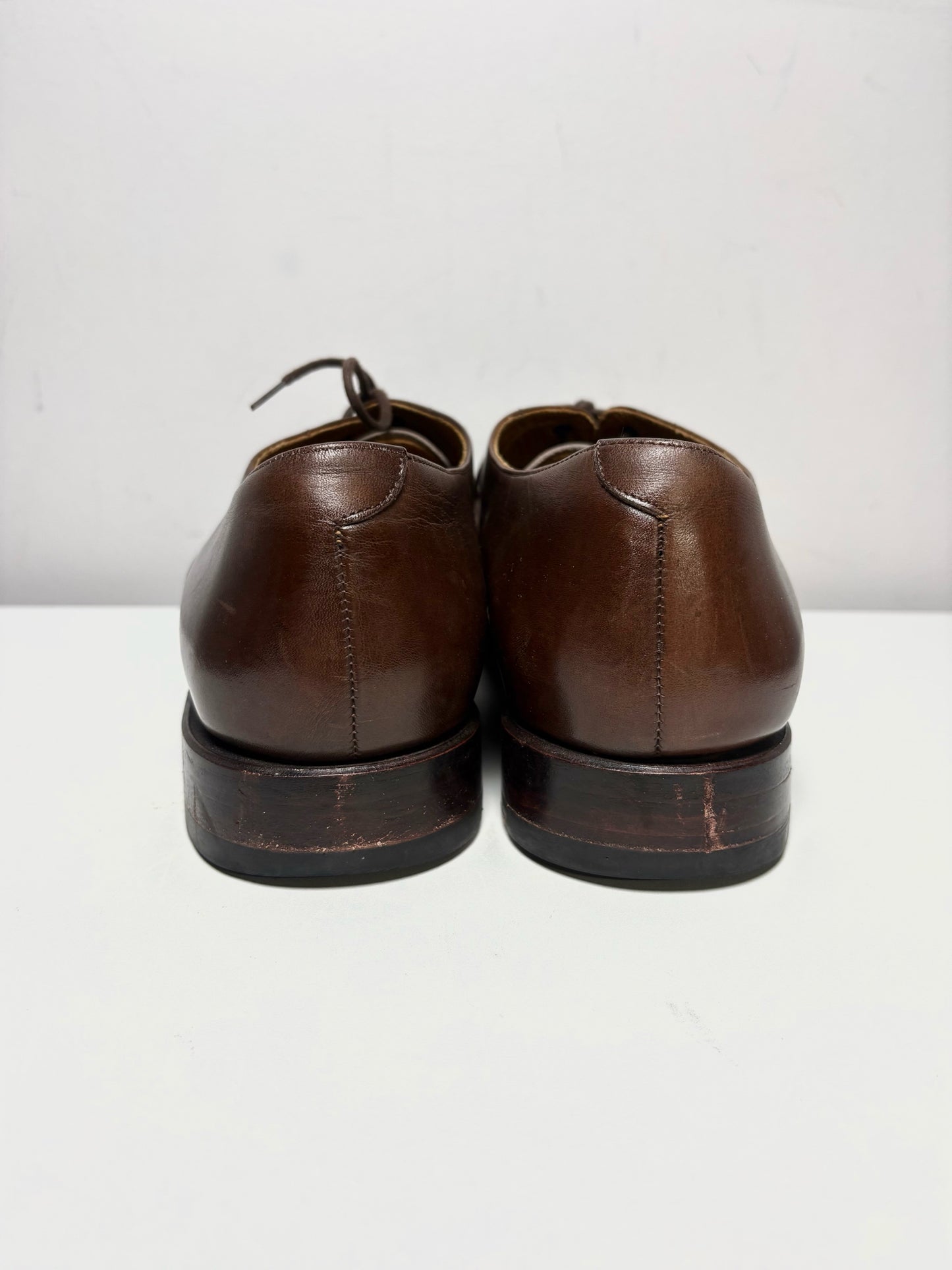 Men Shoe Size UK 8.5 Meermin Espresso Calf Leather Pre-Owned Cap-Toe Oxford Shoes