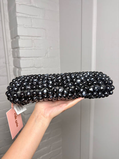 Cult Gaia Nia Clutch Beaded Leather Trim NWT Purse