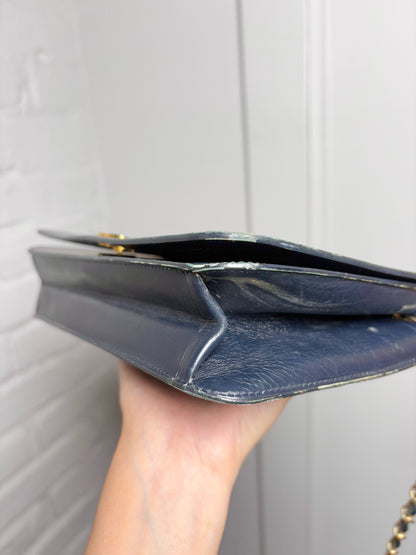 Chanel Vintage Leather Navy Calfskin Purse