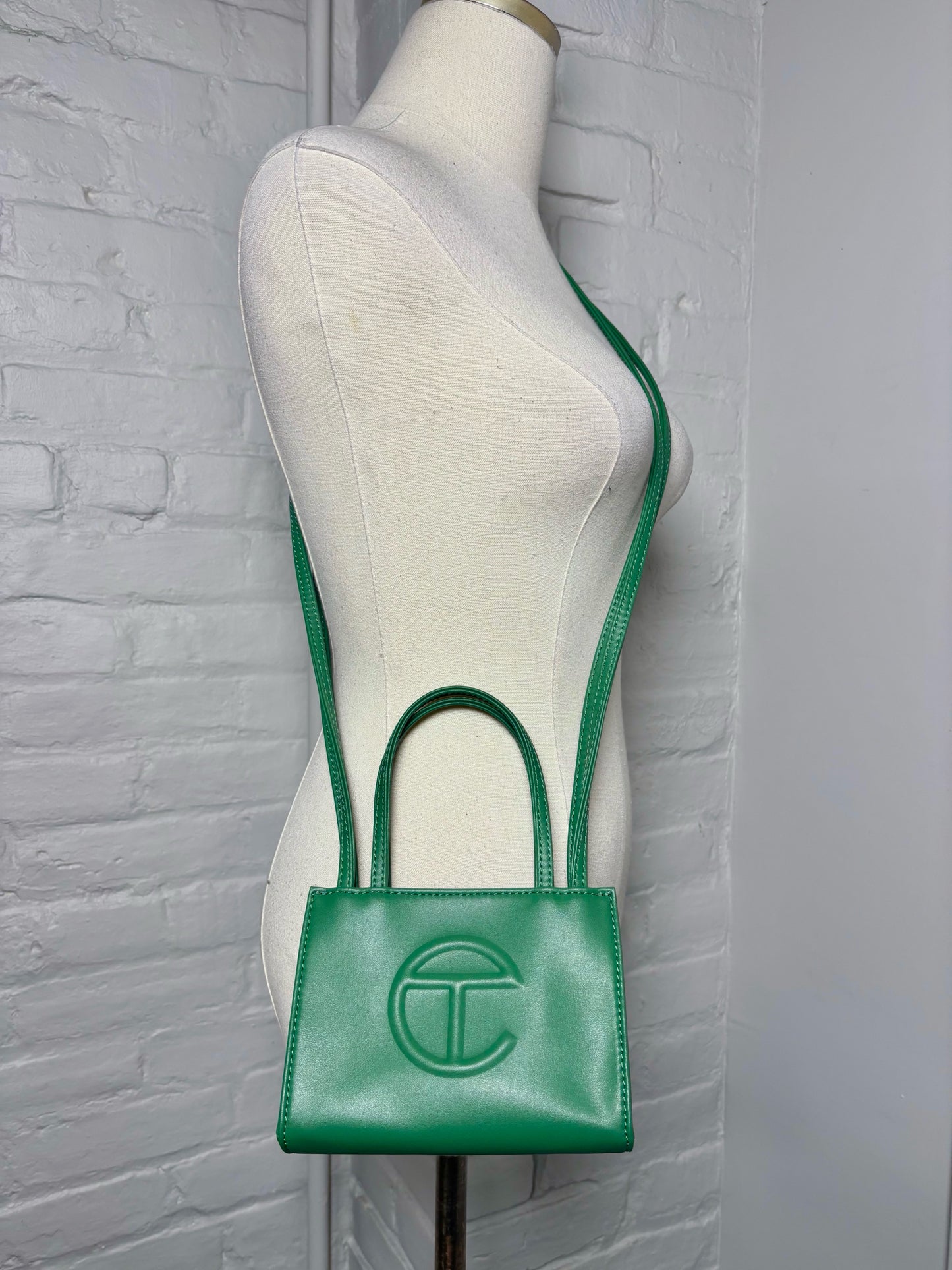 Telfar Solid Green Faux Leather Mini Purse