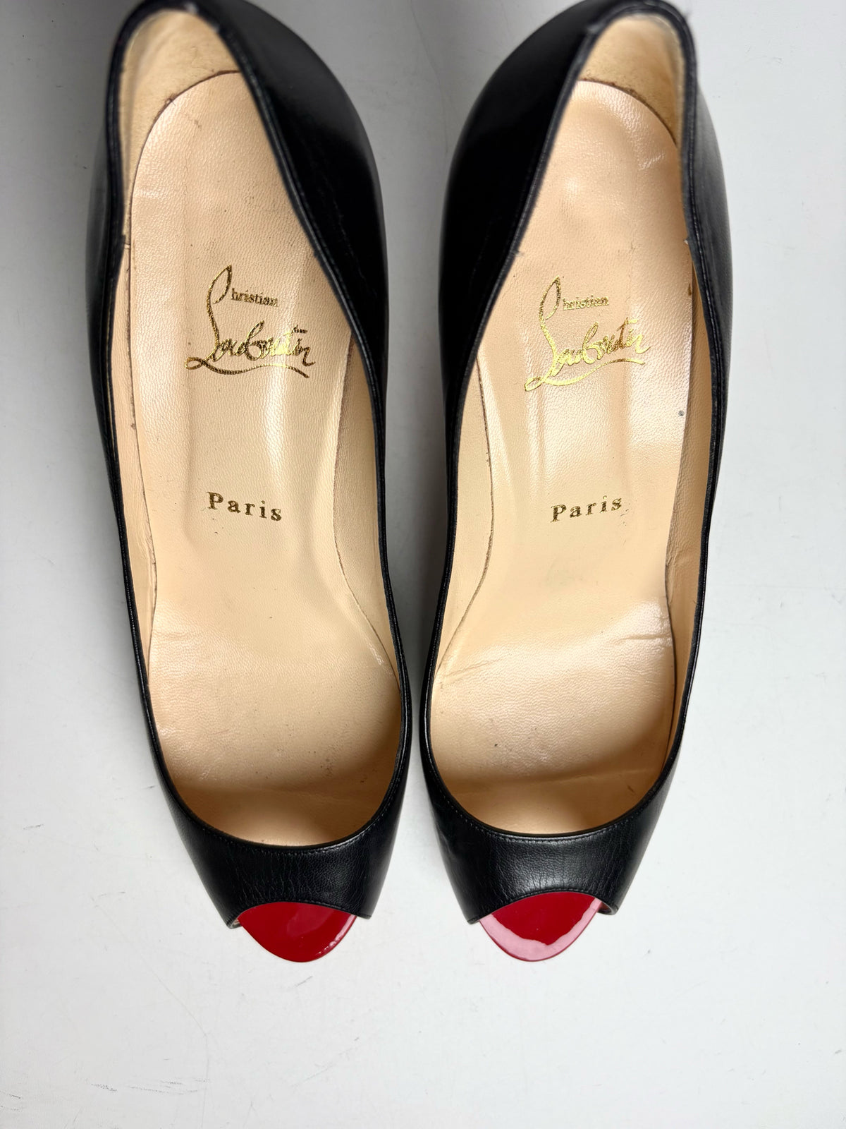 W Shoe Size 40.5 (10.5 US) Christian Louboutin Black & Red Leather Heels
