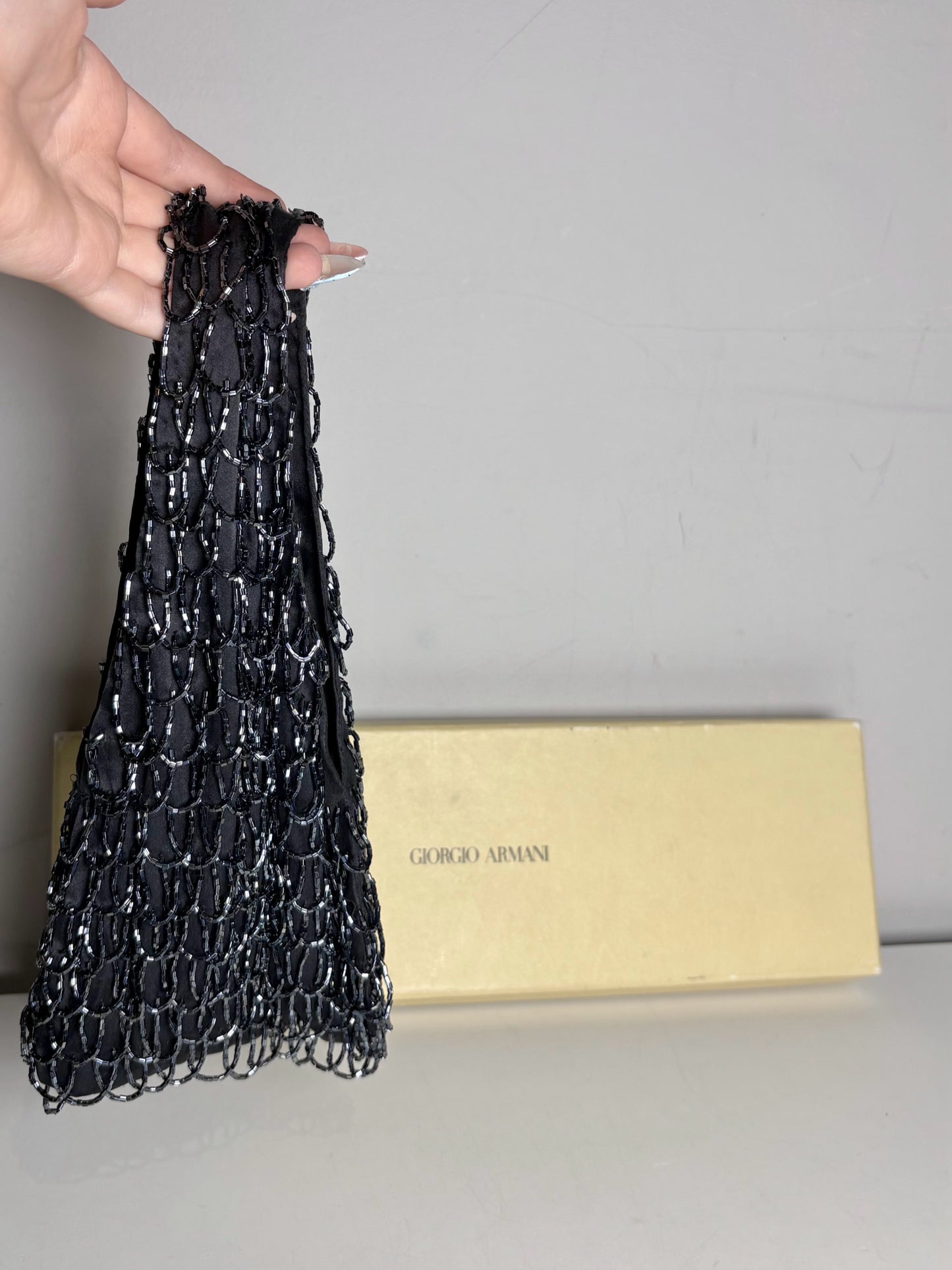 Giorgio Armani Beaded Vintage Glass Beads, Silk, Evening Bag