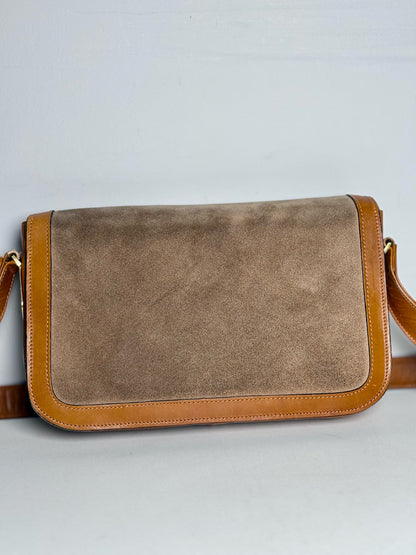 Umberto Italy Vintage Suede, Cowhide Leather Pre-owned Caramel, Beige Purse