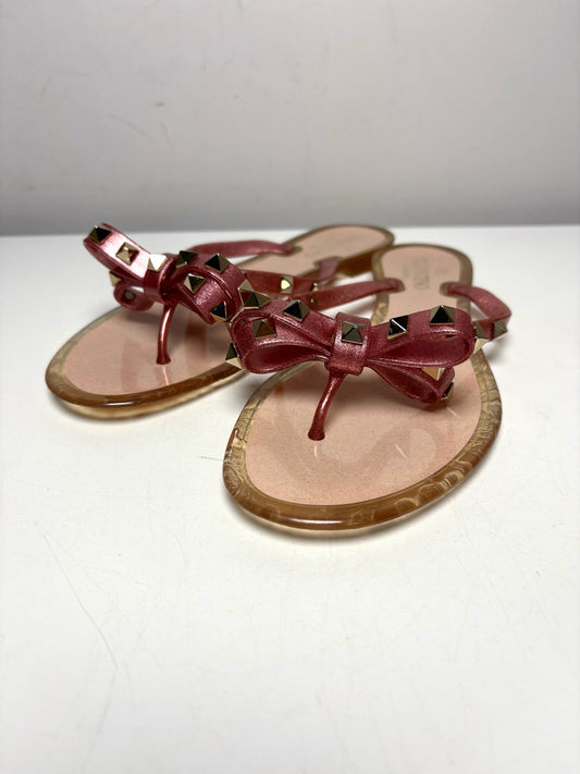 Pre-Owned Valentino Garavani Rockstud Jelly Glitter Sparkle Pink PVC Size 39 Sandals