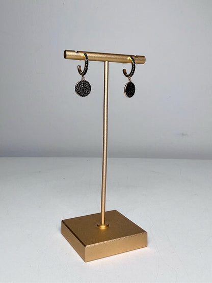 Gold Plated Kate Spade New York Ave Pre-owned Black Gemstones Gold Earrings