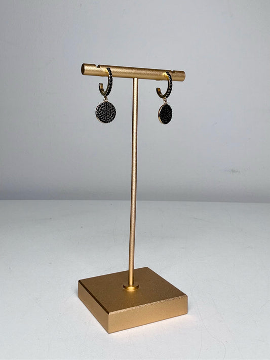 Gold Plated Kate Spade New York Ave Pre-owned Black Gemstones Gold Earrings