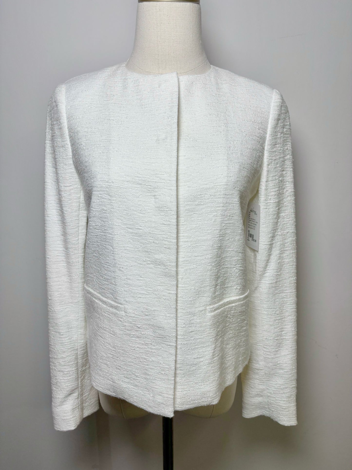 Women Size XS Vince White Solid Cotton Blend Jacket