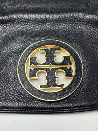 Women's Tory Burch Black Pebble Leather Gold-Tone Logo Pre-Owned Small Purse