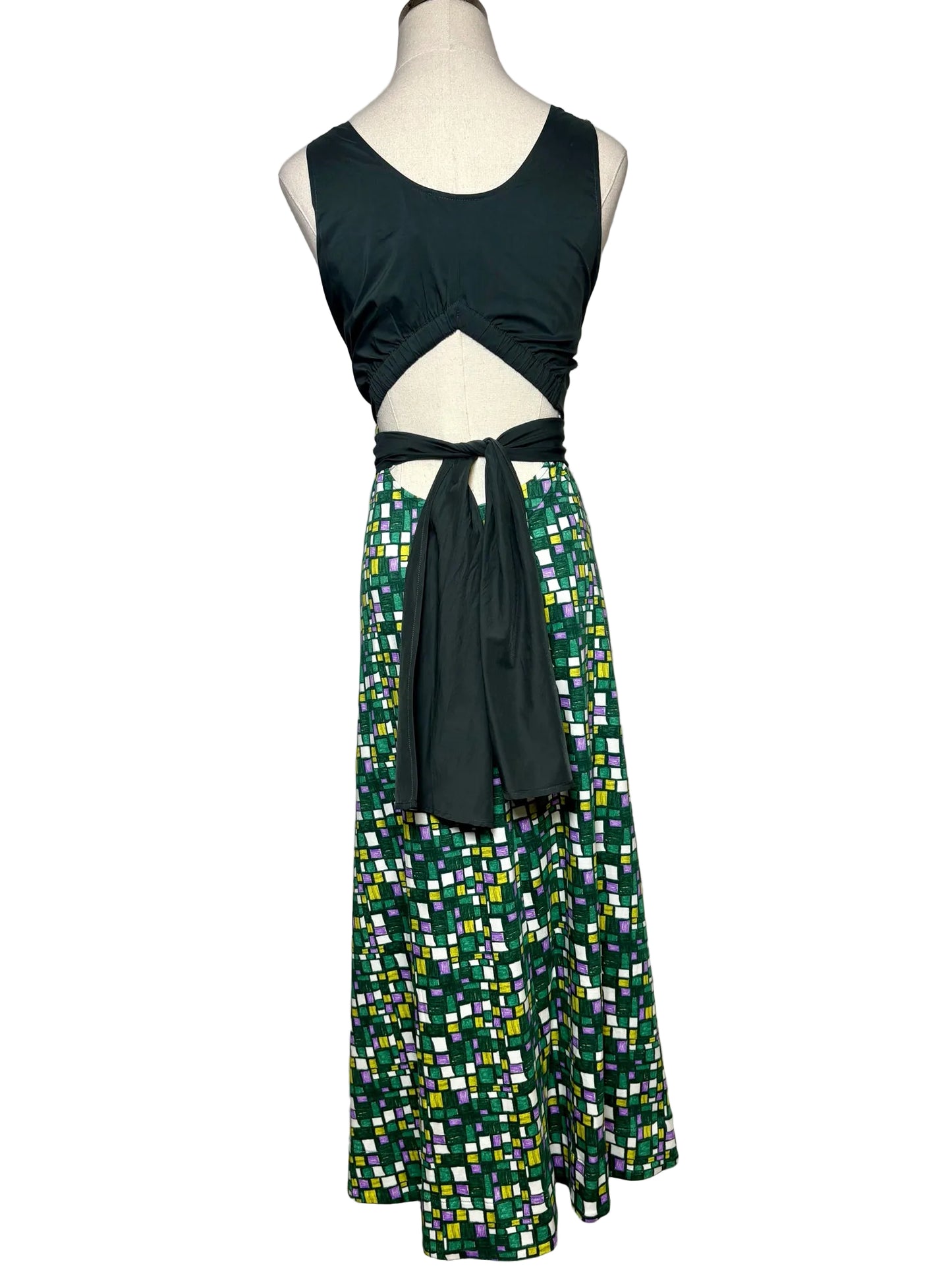 Women Size XS Weekend Max Mara Frisia Green Multi-Color Pure Cotton NWT Pre-Owned Midi Dress