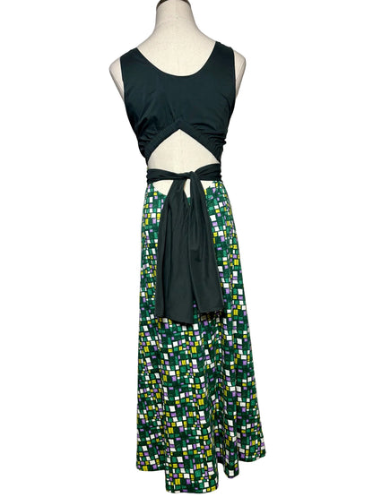 Women Size XS Weekend Max Mara Frisia Green Multi-Color Pure Cotton NWT Pre-Owned Midi Dress