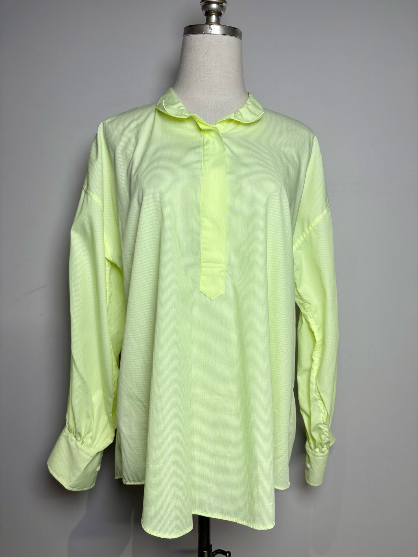 Women Size M Ann Mashburn Lime Green Solid Women's Pre-owned Shirt