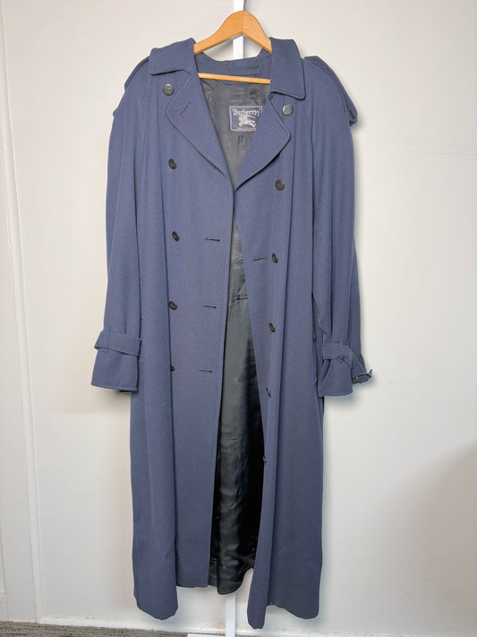 Burberry Navy 100% Wool Solid Men's Mens Size L Coat