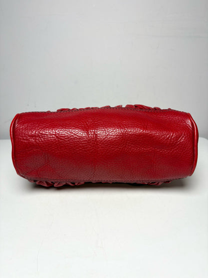 Women's Fossil Fifty-Four Anniversary Red Goat Leather Pre-Owned Medium Satchel Purse
