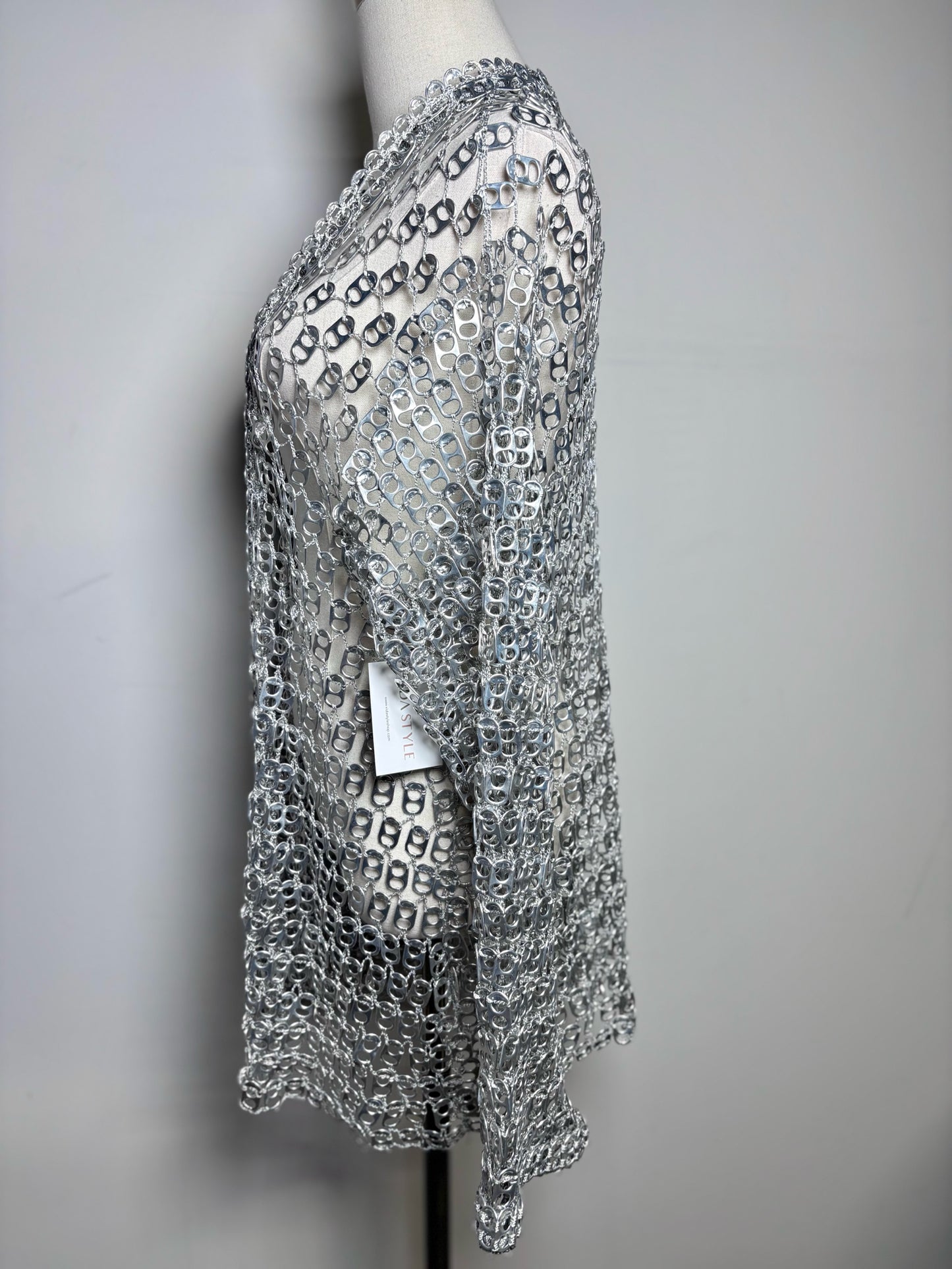 Women One Size Escama Studio 'Debra Silver Aluminum Pop Tabs Crochet Jacket