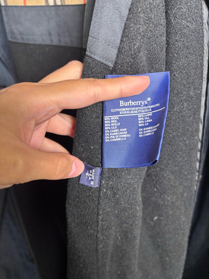 Women Size 6 Burberrys' Navy Solid Vintage Trench Coat