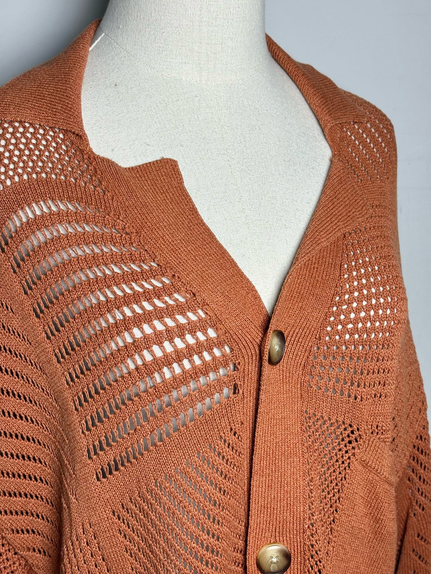Women Size M Nanushka Rust Orange Knitted Cotton, Paper, Rayon Sweater