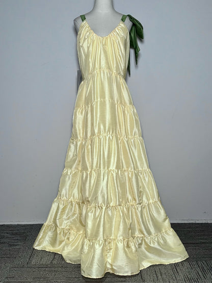 Women Size XL Hutch Pale Yellow Green Shoulder Ties Pre-owned, NWT Dress