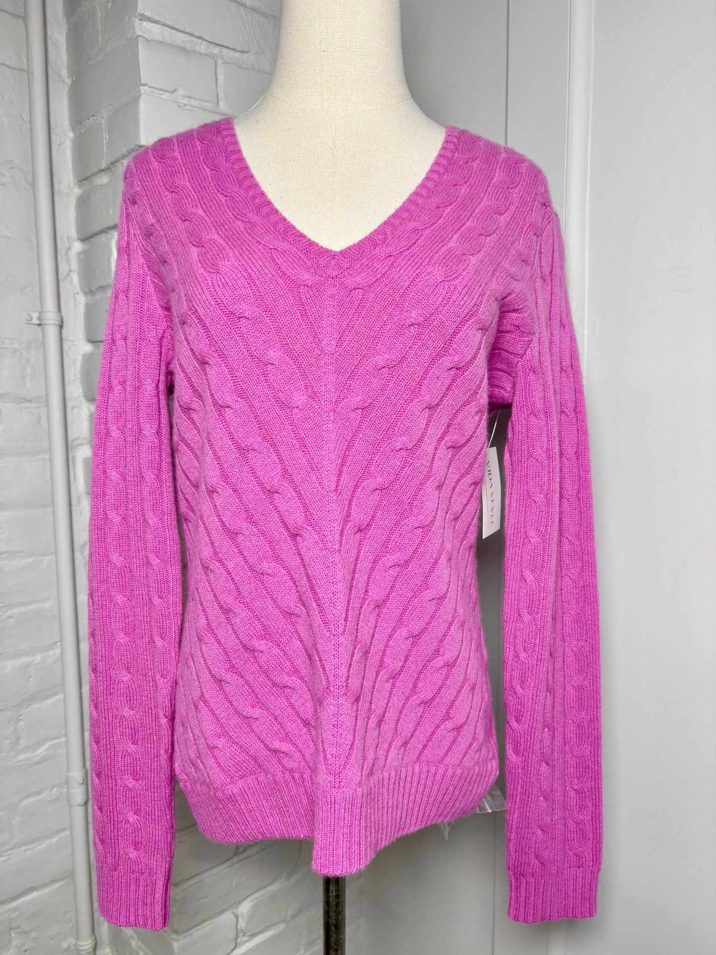 Women Size L Ralph Lauren Black Label Purple Solid Cashmere Sweater