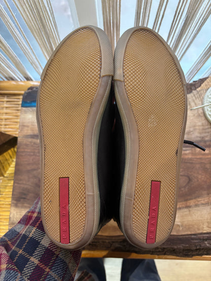 W Shoe Size 40 (10, US) Prada Black Nappa Leather high Top Sneakers